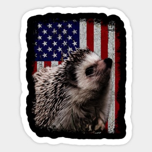 Spiky Snuggles Hedgehog USA American Flag Tee for Nature Lovers Sticker